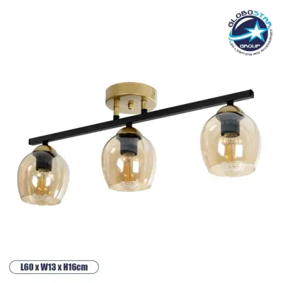 LEDTM® RADIAM 201-0122 Vintage Φωτιστικό Οροφής με Ντουί 3 x E27 AC 220-240V IP20 - Πολύχρωμο - Μ60 x Π13 x Υ16cm