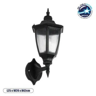 LEDTM® ENGLAND 202-0011 Vintage Φωτιστικό Τοίχου - Απλίκα με Ντουί 1 x E27 AC 220-240V IP44 - Μαύρο - Μ25 x Π20 x Υ42cm