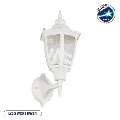 LEDTM® ENGLAND 202-0012 Vintage Φωτιστικό Τοίχου - Απλίκα με Ντουί 1 x E27 AC 220-240V IP44 - Λευκό - Μ25 x Π20 x Υ42cm