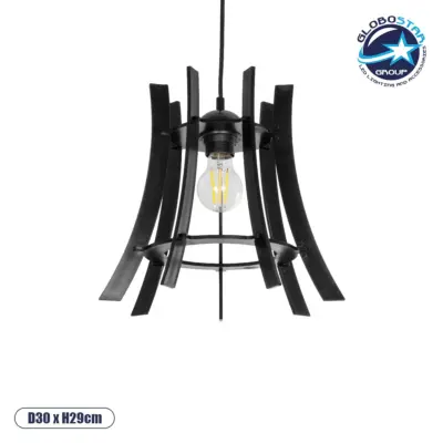 LEDTM® VIVIDUS 202-0029 Μοντέρνο Κρεμαστό Φωτιστικό Οροφής με Ντουί 1 x E27 AC 220-240V IP20 - Μαύρο - Μ30 x Π30 x Υ29cm