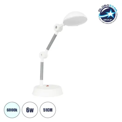 LEDTM® MICHEL 202-0062 Μοντέρνο Επιτραπέζιο Φωτιστικό Γραφείου LED 6W 540lm 120° AC 220-240V IP20 Ψυχρό Λευκό 6000K - Lumileds SMD Chip - Λευκό - Μ15 x Π15 x Υ51cm - 2 Χρόνια Εγγύηση