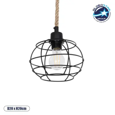 LEDTM® TALAH 203-0008 Vintage Κρεμαστό Φωτιστικό Οροφής με Ντουί 1 x E27 AC 220-240V IP20 - Μαύρο & Μπεζ - Μ20 x Π20 x Υ20cm