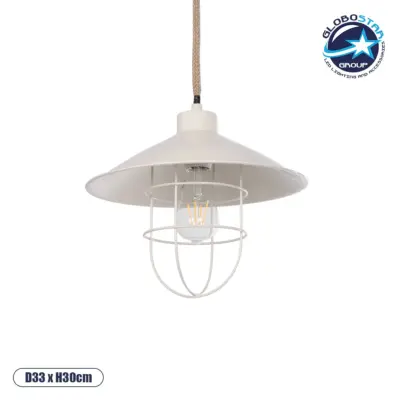 LEDTM® TULUB 203-0010 Vintage Κρεμαστό Φωτιστικό Οροφής με Ντουί 1 x E27 AC 220-240V IP20 - Λευκό & Μπεζ - Μ33 x Π33 x Υ30cm