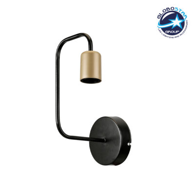 LEDTM® JUNO 203-0013 Μοντέρνο Φωτιστικό Τοίχου - Απλίκα με Ντουί 1 x E27 AC 220-240V IP20 - Μαύρο & Χρυσό - Μ18.5 x Π18.5 x Υ28cm