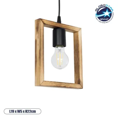 LEDTM® EDISON 203-0020 Vintage Κρεμαστό Φωτιστικό Οροφής με Ντουί 1 x E27 AC 220-240V IP20 - Μπεζ & Μαύρο - Μ19 x Π5 x Υ22cm