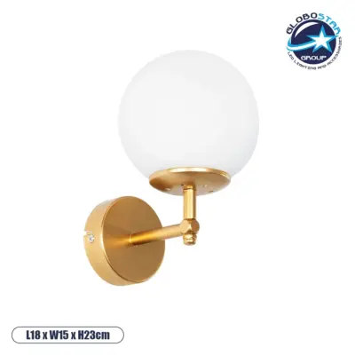 LEDTM® DALPH 203-0029 Vintage Φωτιστικό Τοίχου - Απλίκα με Ντουί 1 x E27 AC 220-240V IP20 - Χρυσό & Λευκό - M18 x Π15 x Υ23cm