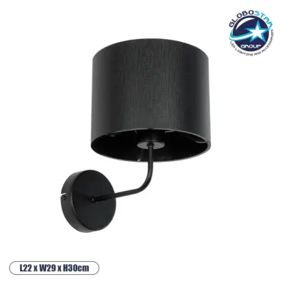 LEDTM® RALPH 203-0038 Vintage Φωτιστικό Τοίχου - Απλίκα με Ντουί 1 x E27 AC 220-240V IP20 - Μαύρο - Μ22 x Π29 x Υ30cm