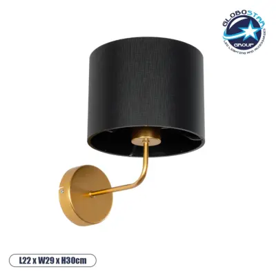 LEDTM® RALPH 203-0040 Vintage Φωτιστικό Τοίχου - Απλίκα με Ντουί 1 x E27 AC 220-240V IP20 - Χρυσό & Μαύρο - Μ22 x Π29 x Υ30cm