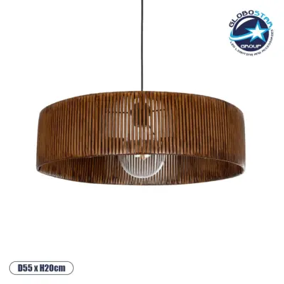 LEDTM® KYCLOS 203-0045 Boho Κρεμαστό Φωτιστικό Οροφής με Ντουί 1 x E27 AC 220-240V IP20 - Καφέ - M55 x Π55 x Υ20cm