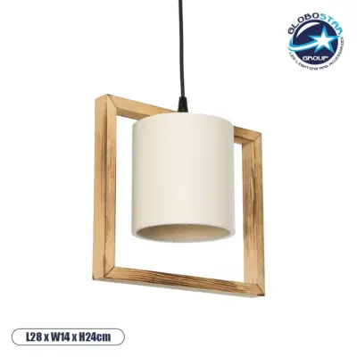 LEDTM® CUP 203-0050 Vintage Κρεμαστό Φωτιστικό Οροφής με Ντουί 1 x E27 AC 220-240V IP20 - Μπεζ & Λευκό - Μ28 x Π14 x Υ24cm