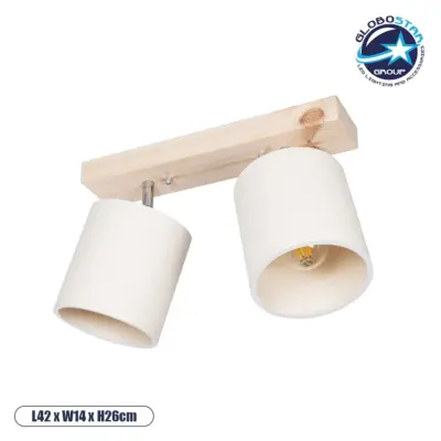 LEDTM® CUP 203-0059 Vintage Φωτιστικό Οροφής με Ντουί 2 x E27 AC 220-240V IP20 - Λευκό & Μπεζ - Μ42 x Π14 x Υ26cm