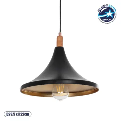 LEDTM® BELFRY 203-0077 Μοντέρνο Κρεμαστό Φωτιστικό Οροφής με Ντουί 1 x E27 AC 220-240V IP20 - Μαύρο & Χρυσό - Μ29.5 x Π29.5 x Υ22cm