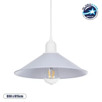 LEDTM® FERRO 203-0087 Μοντέρνο Κρεμαστό Φωτιστικό Οροφής με Ντουί 1 x E27 AC 220-240V IP20 - Λευκό - Μ30 x Π30 x Υ15cm