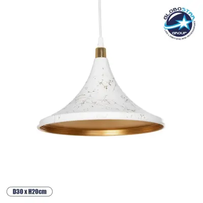 LEDTM® MARBLE 203-0098 Μοντέρνο Κρεμαστό Φωτιστικό Οροφής με Ντουί 1 x E27 AC 220-240V IP20 - Λεύκο & Χρυσό - Μ30 x Π30 x Υ20cm