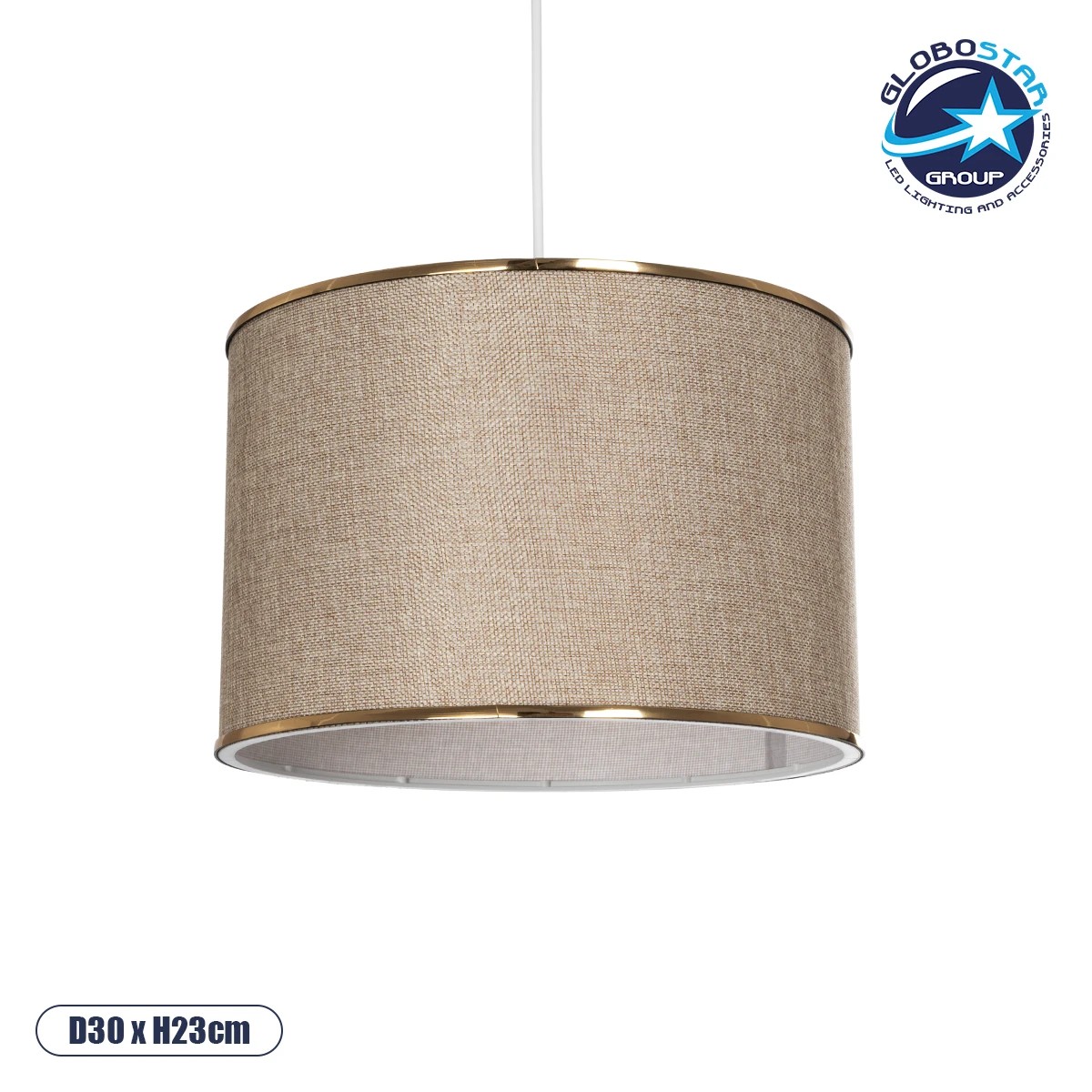 LEDTM® ELECTRA 203-0112 Μοντέρνο Κρεμαστό Φωτιστικό Οροφής με Ντουί 1 x E27 AC 220-240V IP20 - Mπεζ & Χρυσό - Μ30 x Π30 x Υ23cm