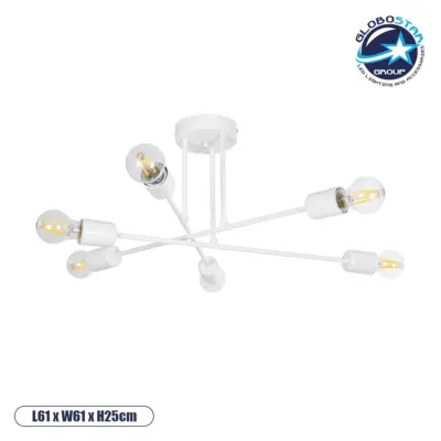 LEDTM® SPIDI 203-0113 Μοντέρνο Φωτιστικό Οροφής με Ντουί 6 x E27 AC 220-240V IP20 - Λευκό - Μ61 x Π61 x Υ25cm