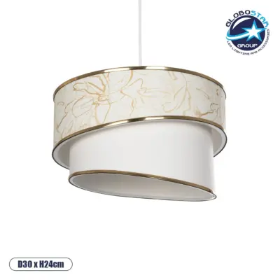 LEDTM® SONIA 203-0117 Μοντέρνο Κρεμαστό Φωτιστικό Οροφής με Ντουί 1 x E27 AC 220-240V IP20 - Λευκό & Χρυσό - Μ30 x Π30 x Υ24cm