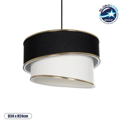 LEDTM® SONIA 203-0120 Μοντέρνο Κρεμαστό Φωτιστικό Οροφής με Ντουί 1 x E27 AC 220-240V IP20 - Μαύρο & Λευκό - Μ30 x Π30 x Υ24cm