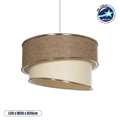 LEDTM® SONIA 203-0121 Μοντέρνο Κρεμαστό Φωτιστικό Οροφής με Ντουί 1 x E27 AC 220-240V IP20 - Μπεζ & Χρυσό - Μ30 x Π30 x Υ24cm