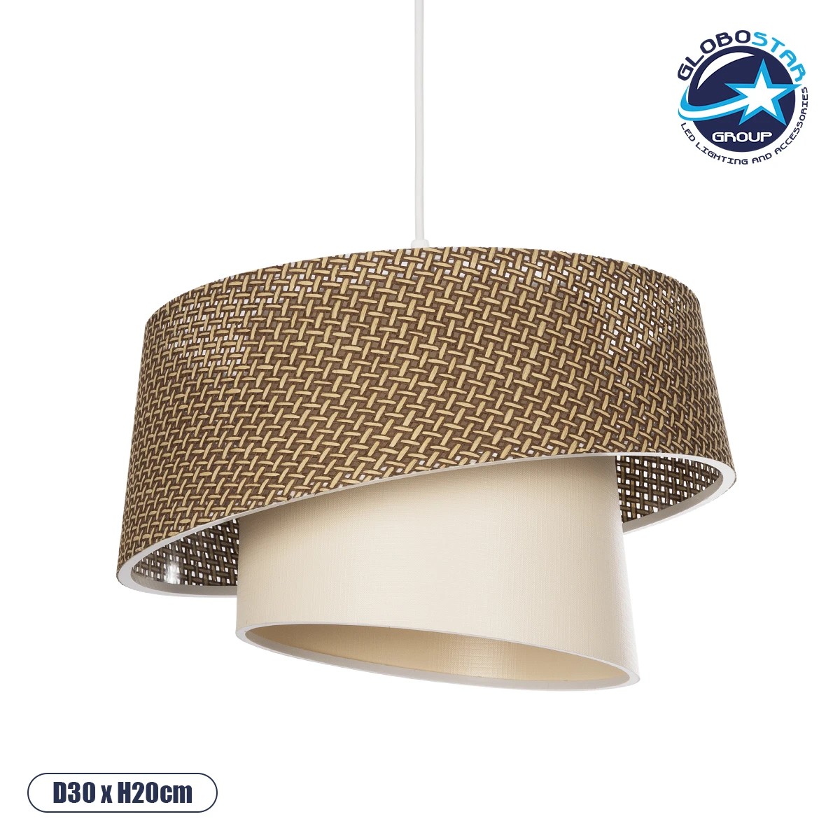 LEDTM® ALINA 203-0129 Μοντέρνο Κρεμαστό Φωτιστικό Οροφής με Ντουί 1 x E27 AC 220-240V IP20 - Καφέ & Μπεζ - Μ30 x Π30 x Υ20cm