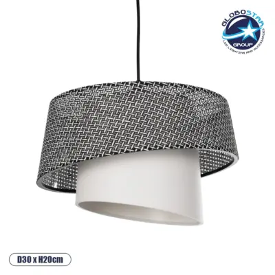 LEDTM® ALINA 203-0130 Μοντέρνο Κρεμαστό Φωτιστικό Οροφής με Ντουί 1 x E27 AC 220-240V IP20 - Γκρι & Λευκό - Μ30 x Π30 x Υ20cm