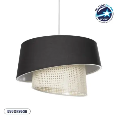 LEDTM® ALINA 203-0131 Μοντέρνο Κρεμαστό Φωτιστικό Οροφής με Ντουί 1 x E27 AC 220-240V IP20 - Μαύρο & Μπεζ - Μ30 x Π30 x Υ20cm