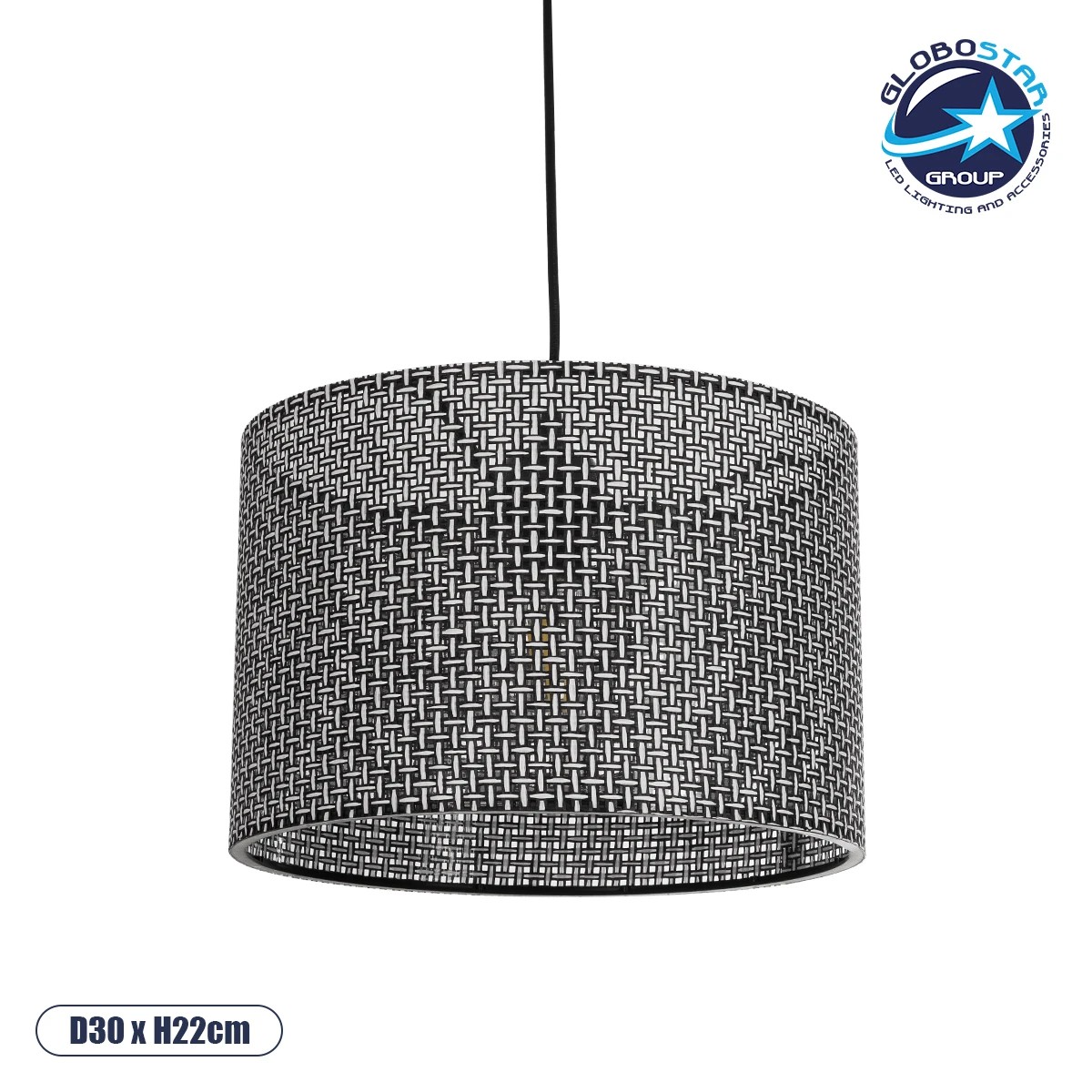 LEDTM® CLAIRIE 203-0136 Μοντέρνο Κρεμαστό Φωτιστικό Οροφής με Ντουί 1 x E27 AC 220-240V IP20 - Μαύρο & Λευκό - Μ30 x Π30 x Υ22cm