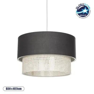 LEDTM® SISSIE 203-0140 Μοντέρνο Κρεμαστό Φωτιστικό Οροφής με Ντουί 1 x E27 AC 220-240V IP20 - Μαύρο & Μπεζ - Μ30 x Π30 x Υ23cm