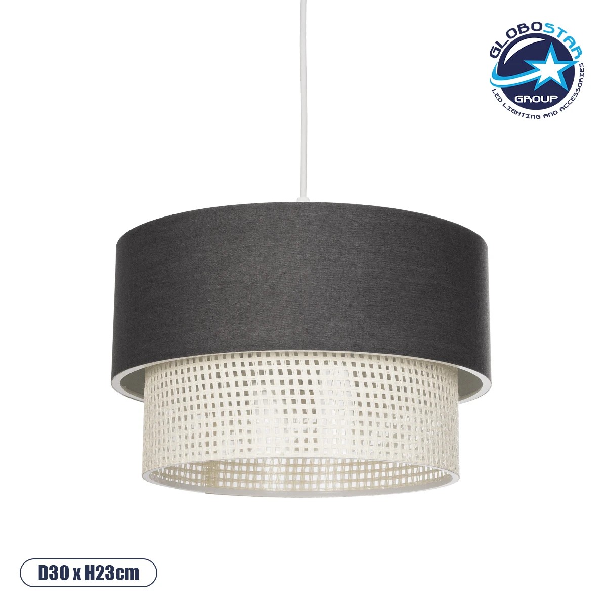 LEDTM® SISSIE 203-0140 Μοντέρνο Κρεμαστό Φωτιστικό Οροφής με Ντουί 1 x E27 AC 220-240V IP20 - Μαύρο & Μπεζ - Μ30 x Π30 x Υ23cm