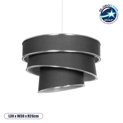 LEDTM® SIERA 203-0167 Μοντέρνο Κρεμαστό Φωτιστικό Οροφής με Ντουί 1 x E27 AC 220-240V IP20 - Γκρι & Ασημί - Μ38 x Π38 x Υ26cm