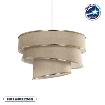 LEDTM® SIERA 203-0168 Μοντέρνο Κρεμαστό Φωτιστικό Οροφής με Ντουί 1 x E27 AC 220-240V IP20 - Μπεζ & Χρυσό - Μ38 x Π38 x Υ26cm