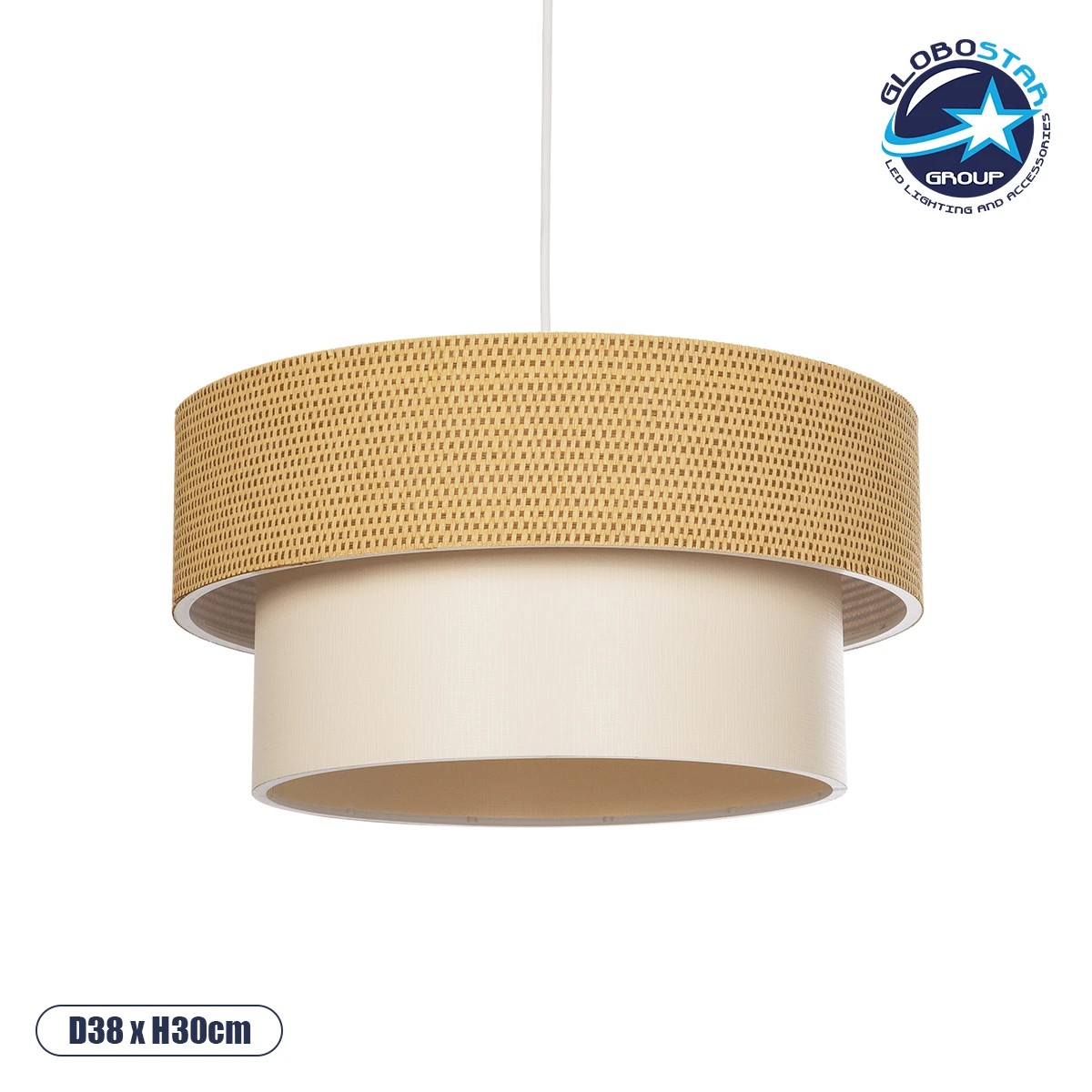 LEDTM® LIVA 203-0174 Μοντέρνο Κρεμαστό Φωτιστικό Οροφής με Ντουί 1 x E27 AC 220-240V IP20 - Μπεζ - Μ38 x Π38 x Υ30cm