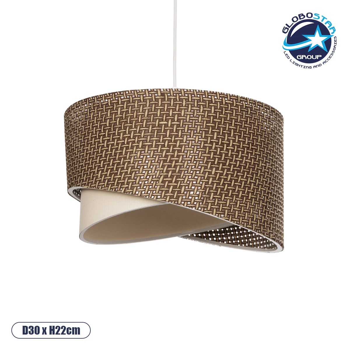 LEDTM® LILI 203-0177 Μοντέρνο Κρεμαστό Φωτιστικό Οροφής με Ντουί 1 x E27 AC 220-240V IP20 - Καφέ & Μπεζ - Μ30 x Π30 x Υ22cm