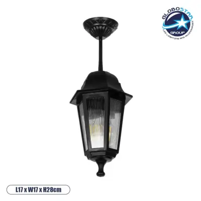 LEDTM® VITRO 203-0189 Vintage Φωτιστικό Οροφής με Ντουί 1 x E27 AC 220-240V IP44 - Μαύρο - Μ17 x Π17 x Υ28cm