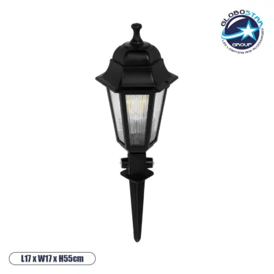 LEDTM® VITRO 203-0193 Vintage Καρφωτό Φωτιστικό Φαναράκι Μονόφωτο 1 x E27 IP44 Μαύρο & Διάφανο Πλαστικό - Μ17 x Π17 x Υ55cm