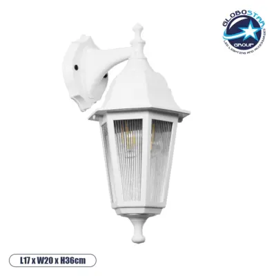 LEDTM® VITRO 203-0201 Vintage Φωτιστικό Τοίχου - Απλίκα με Ντουί 1 x E27 AC 220-240V IP44 - Λευκό - Μ17 x Π20 x Υ36cm