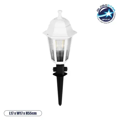 LEDTM® VITRO 203-0203 Vintage Καρφωτό Φωτιστικό Φαναράκι Μονόφωτο 1 x E27 IP44 Λευκό & Διάφανο Πλαστικό - Μ17 x Π17 x Υ55cm