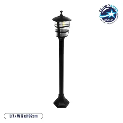 LEDTM® ZARDIN 203-0207 Vintage Επιδαπέδιο Φωτιστικό Κολωνάκι Κήπου Μονόφωτο 1 x E27 IP44 Μαύρο & Διάφανο Πλαστικό - Μ17 x Π17 x Υ92cm