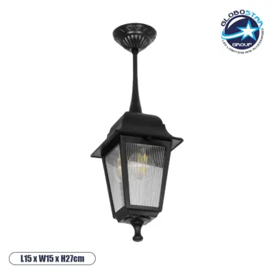 LEDTM® SOLME 203-0209 Vintage Φωτιστικό Οροφής με Ντουί 1 x E27 AC 220-240V IP44 - Μαύρο - Μ15 x Π15 x Υ27cm