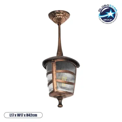LEDTM® ZARDIN 203-0224 Vintage Φωτιστικό Οροφής με Ντουί 1 x E27 AC 220-240V IP44 - Χάλκινο - Μ17 x Π17 x Υ42cm