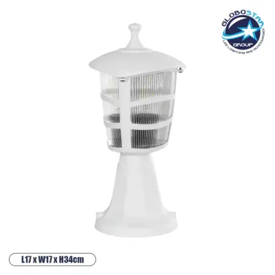 LEDTM® ZARDIN 203-0238 Vintage Επιδαπέδιο Φωτιστικό Φαναράκι Μονόφωτο 1 x E27 IP44 Λευκό & Διάφανο Πλαστικό - Μ17 x Π17 x Υ34cm