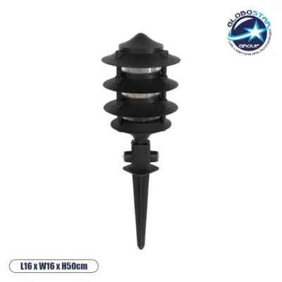 LEDTM® LANTERNA 203-0242 Μοντέρνο Καρφωτό Φωτιστικό Φαναράκι Μονόφωτο 1 x E27 IP44 Μαύρο & Διάφανο Πλαστικό - Μ16 x Π16 x Υ50cm
