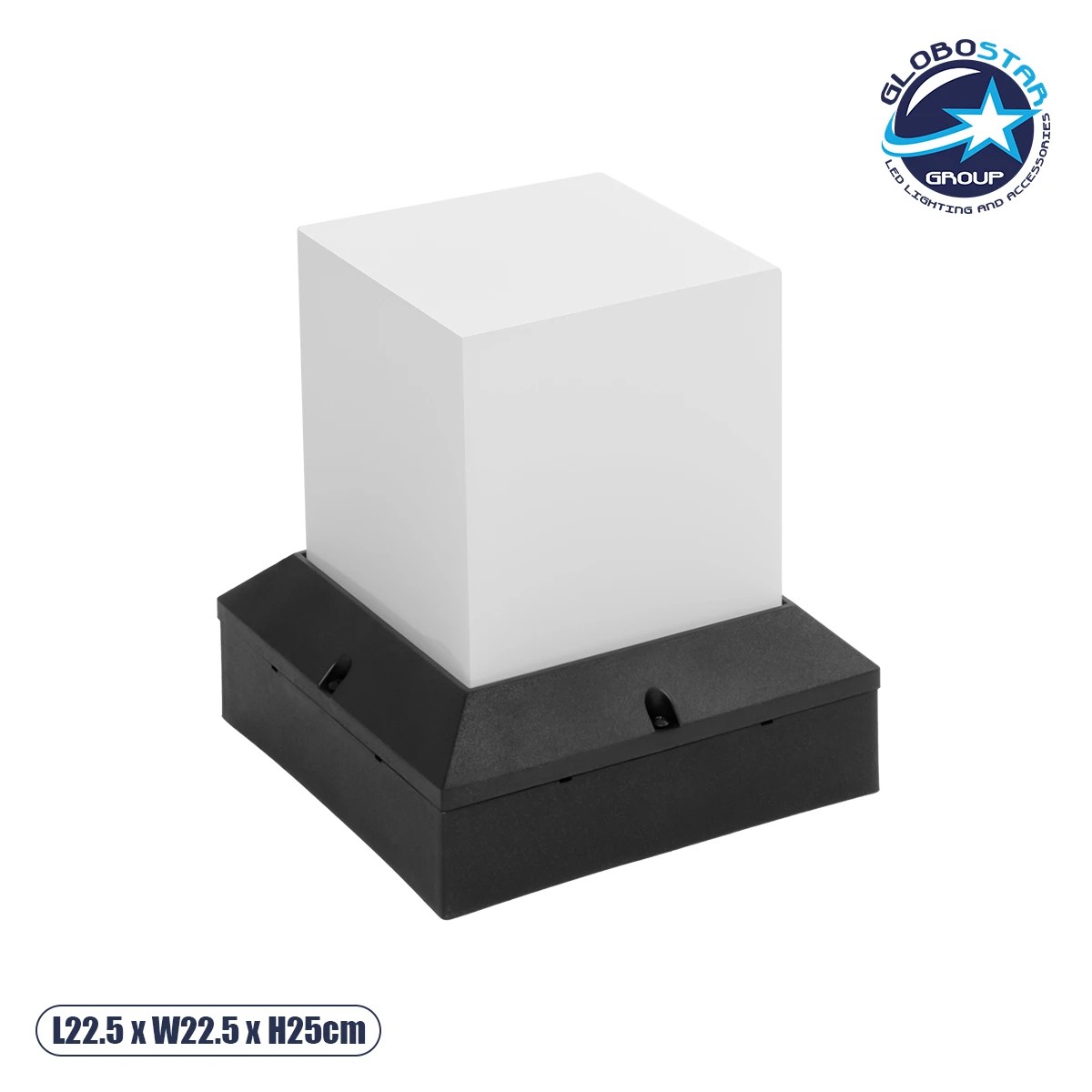 LEDTM® CUBIX 203-0245 Μοντέρνο Επιδαπέδιο Φωτιστικό Μονόφωτο 1 x E27 IP44 Μαύρο Πλαστικό - Μ22.5 x Π22.5 x Υ25cm