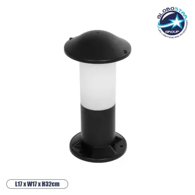 LEDTM® GARDENIO 203-0246 Μοντέρνο Επιδαπέδιο Φωτιστικό Κολωνάκι Κήπου Μονόφωτο 1 x E27 IP44 Μαύρο Πλαστικό - Μ17 x Π17 x Υ32cm