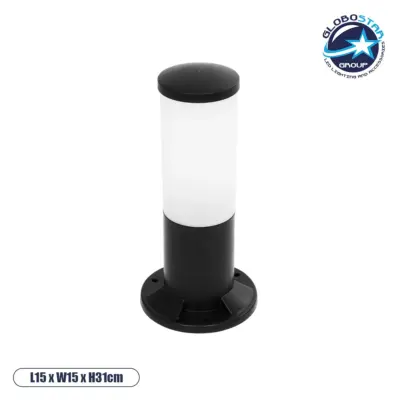 LEDTM® GARDENIO 203-0249 Μοντέρνο Επιδαπέδιο Φωτιστικό Κολωνάκι Κήπου Μονόφωτο 1 x E27 IP44 Μαύρο Πλαστικό - Μ15 x Π15 x Υ31cm