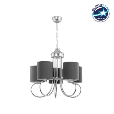 LEDTM® TRITON 203-0255 Vintage Κρεμαστό Φωτιστικό Οροφής με Ντουί 5 x E27 AC 220-240V IP20 - Ασημί & Γκρι - Μ50 x Π50 x Υ48cm