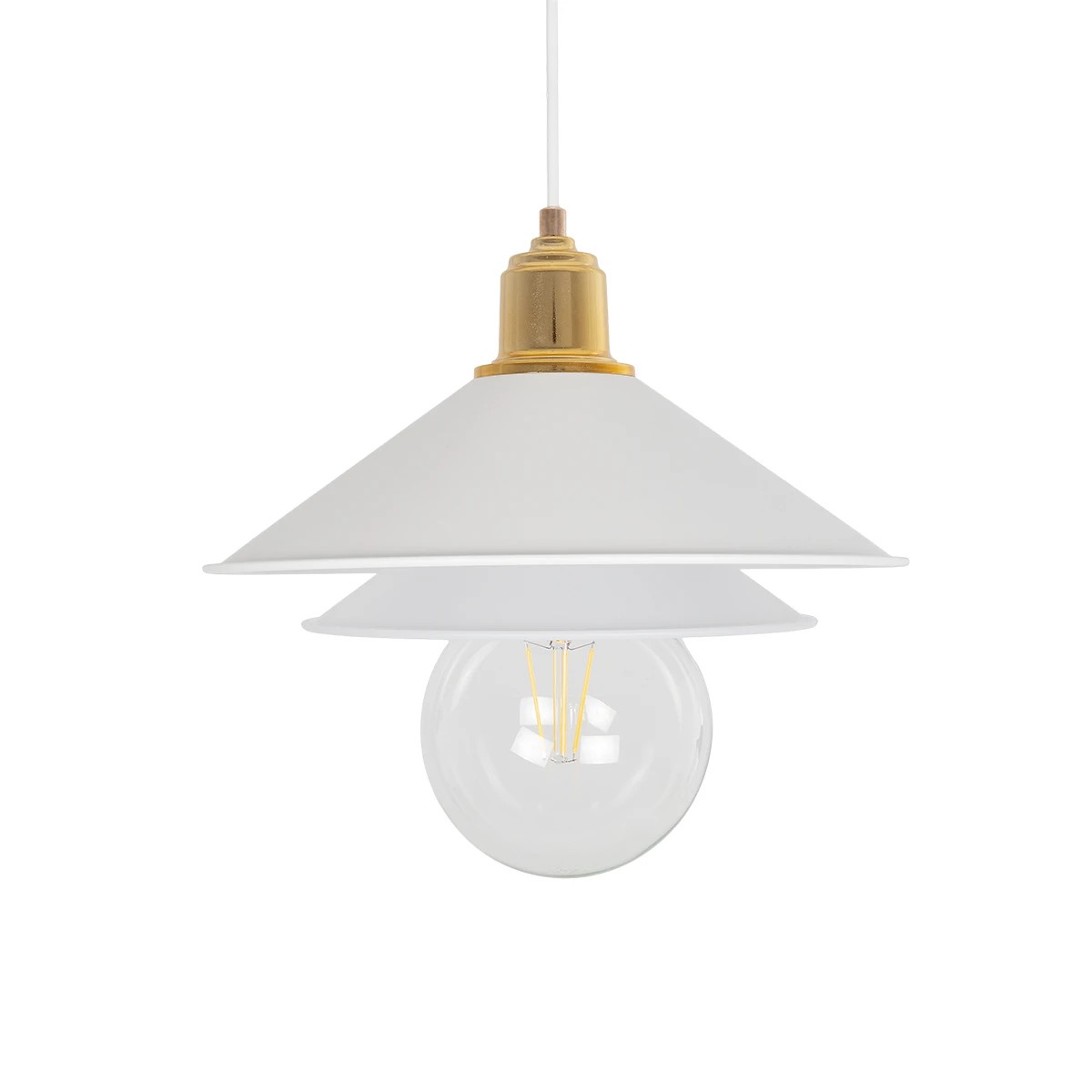 LEDTM® FERRO 203-0268 Μοντέρνο Κρεμαστό Φωτιστικό Οροφής με Ντουί 1 x E27 AC 220-240V IP20 - Λευκό & Χρυσό - Μ30 x Π30 x Υ19cm - Image 4