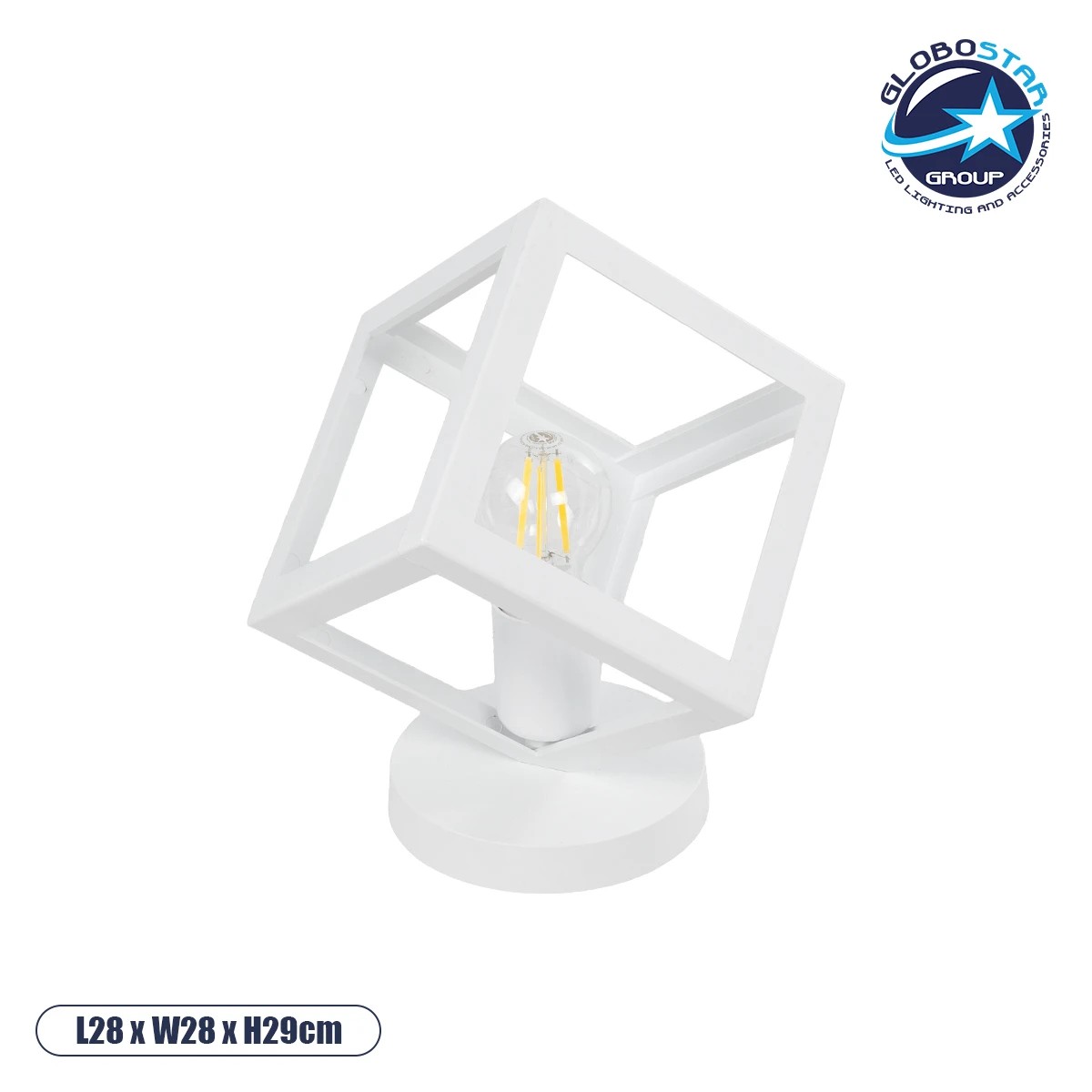 LEDTM® DISE 203-0273 Μοντέρνο Επιτραπέζιο Φωτιστικό Πορτατίφ με Ντουί 1 x E27 AC 220-240V IP20 - Λευκό - Μ28 x Π28 x Υ29cm