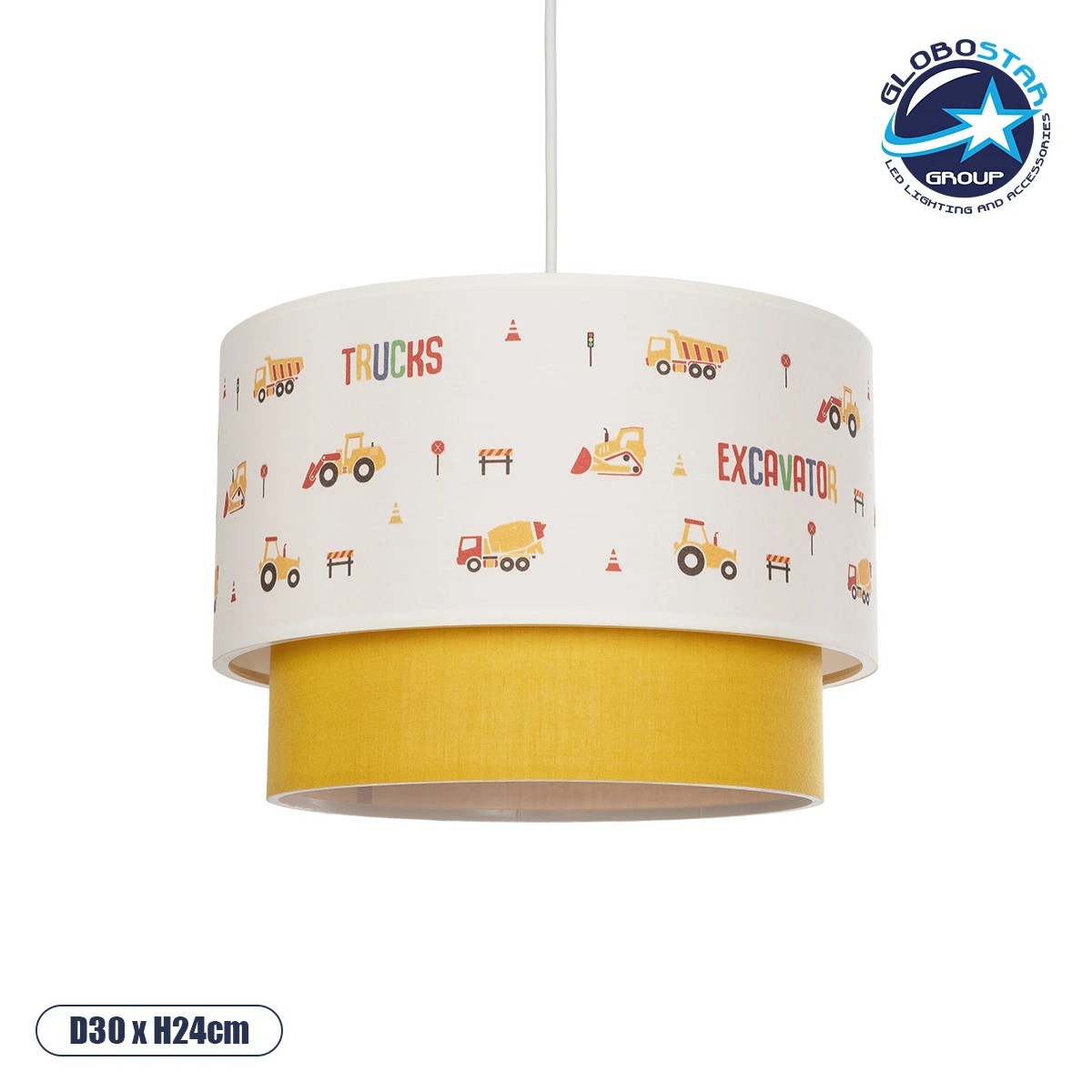 LEDTM® EXCAVATOR 204-0005 Παιδικό Κρεμαστό Φωτιστικό Οροφής με Ντουί 1 x E27 AC 220-240V IP20 - Πολύχρωμο - Μ30 x Π30 x Υ24cm