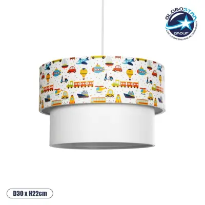 LEDTM® TRAIN 204-0009 Παιδικό Κρεμαστό Φωτιστικό Οροφής με Ντουί 1 x E27 AC 220-240V IP20 - Πολύχρωμο - Μ30 x Π30 x Υ24cm